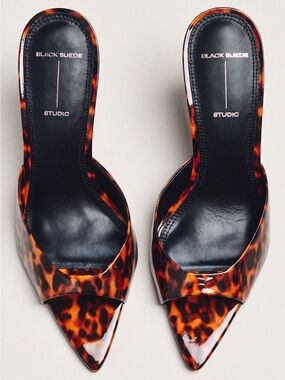 NWT Black Suede Studio Brea 80 Mule Heels